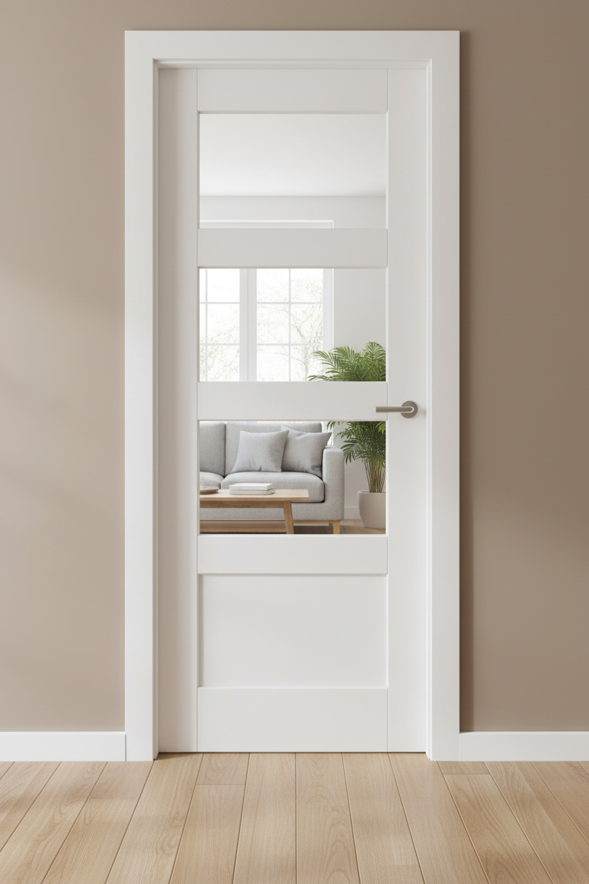 White Shaker 3-Light 1-Panel Door Closed - Corrected