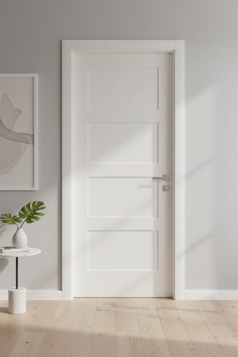 White Shaker 4-Panel Door Closed