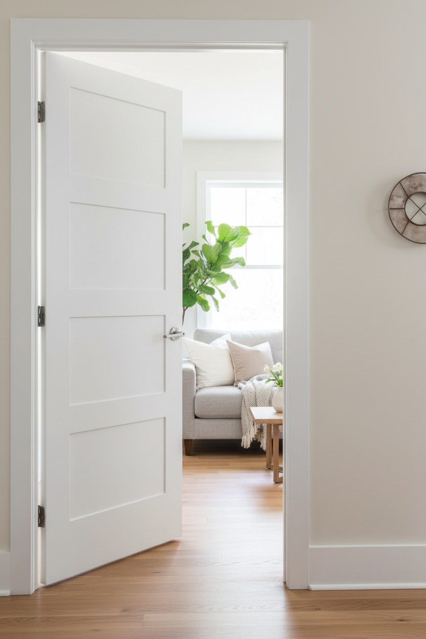 White Shaker 4-Panel Door Open - Improved